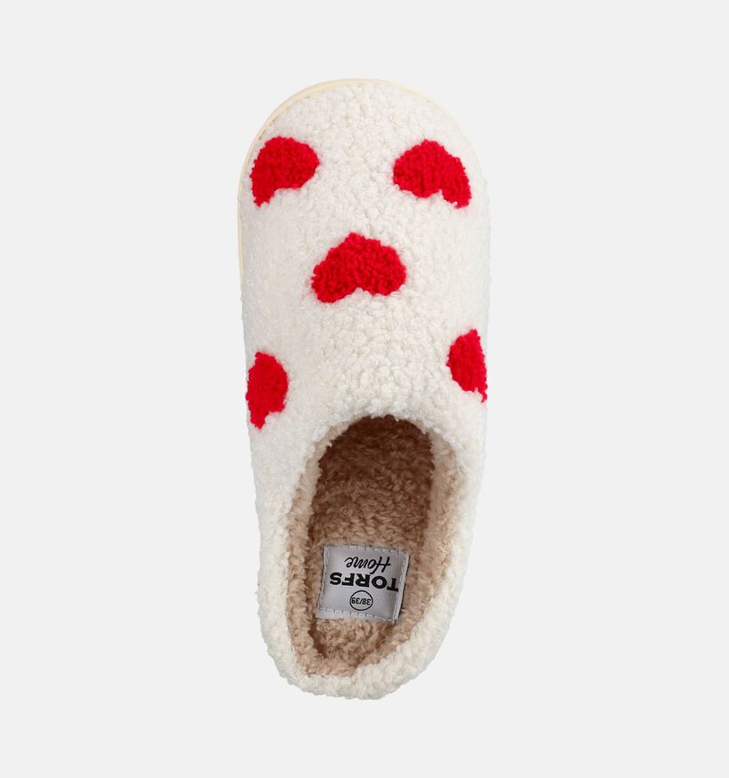 Torfs Home Teddy Pantoufles en &Eacute;cru/Rouge pour filles, femmes (349415)
