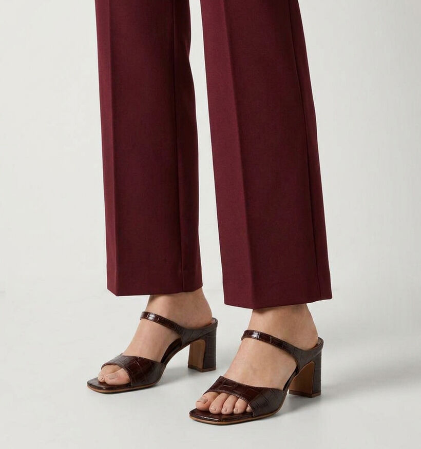 Laurent David Croco Nu-pieds &agrave; talons en Brun fonc&eacute; pour femmes (373547)