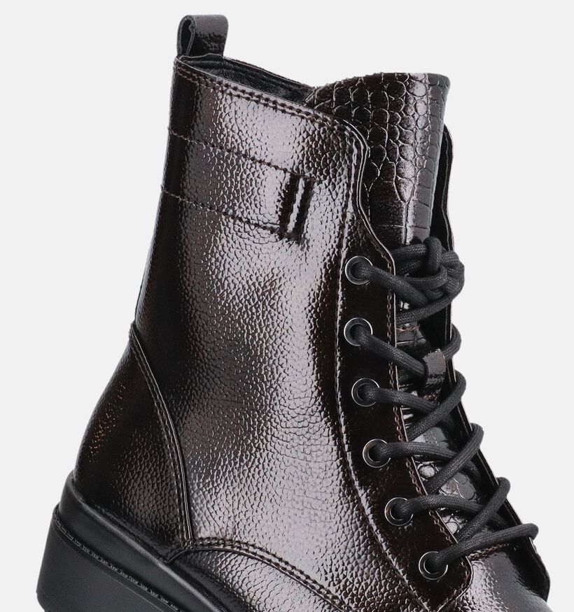 Tamaris Boots &agrave; lacets en Brun fonc&eacute; pour femmes (378931) - pour semelles orthop&eacute;diques