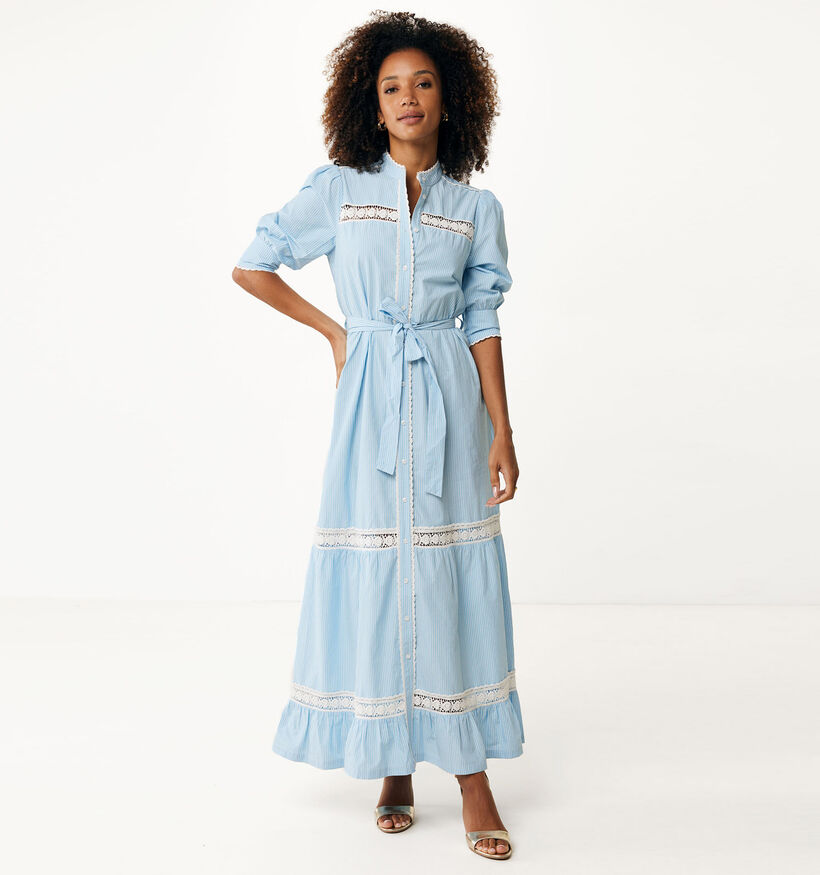 Mexx Blauwe Lange jurk met kant voor dames (353230)