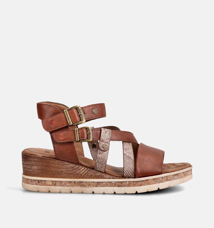 Mustang Sandales compens&eacute;es en Cognac pour femmes (372129)