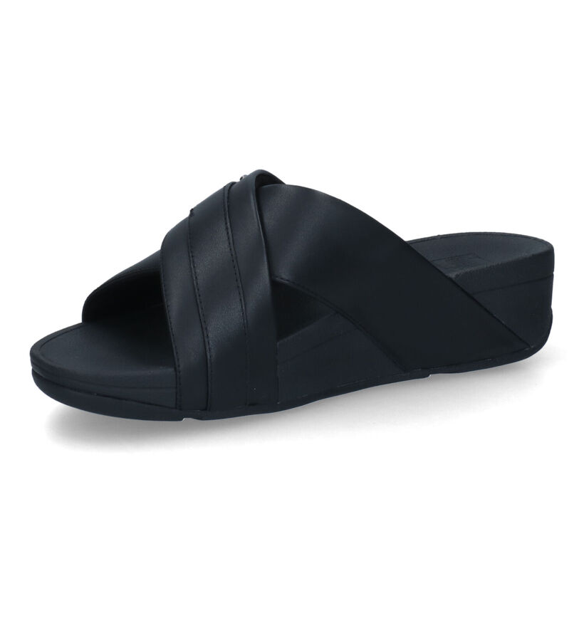 FitFlop Lulu Crystal Buckle Cross Slides Nu-pieds en Noir pour femmes (336983)