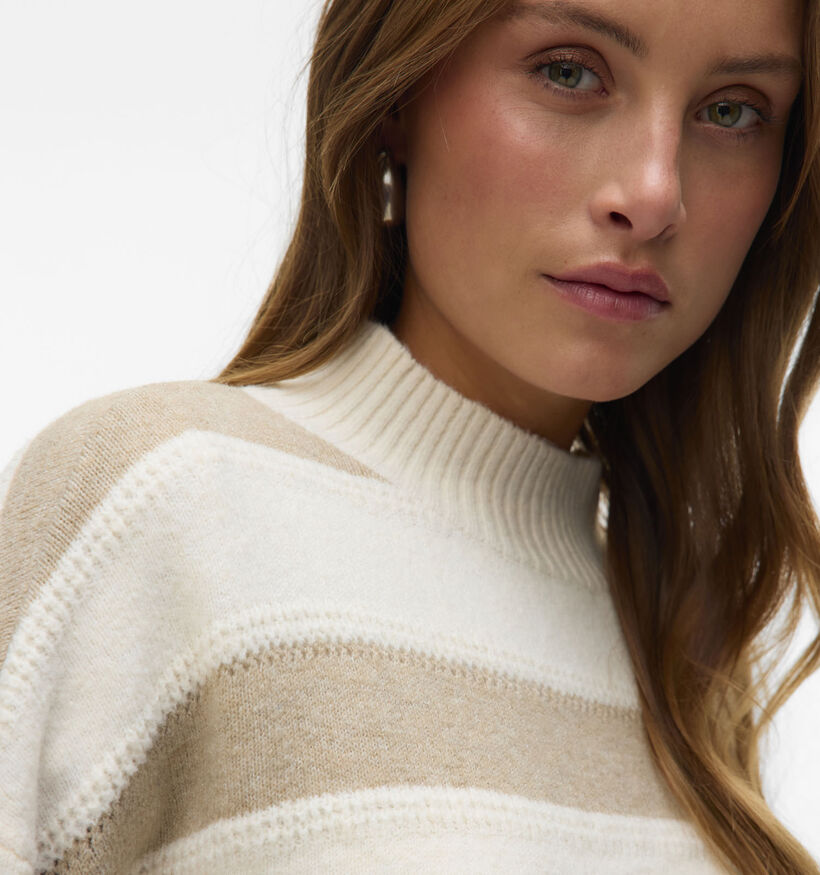 Vero Moda Inez LS Highneck Lichtbeige Pull voor dames (361221)