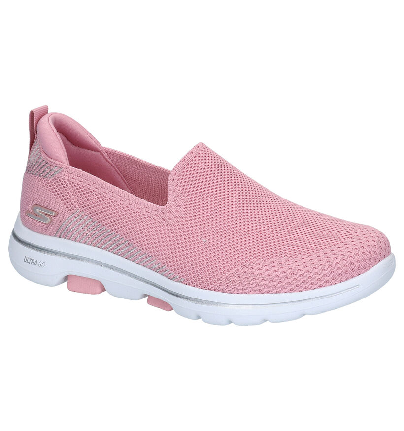 Skechers Go Walk 5 Baskets slip-on en Rose en textile (272718)