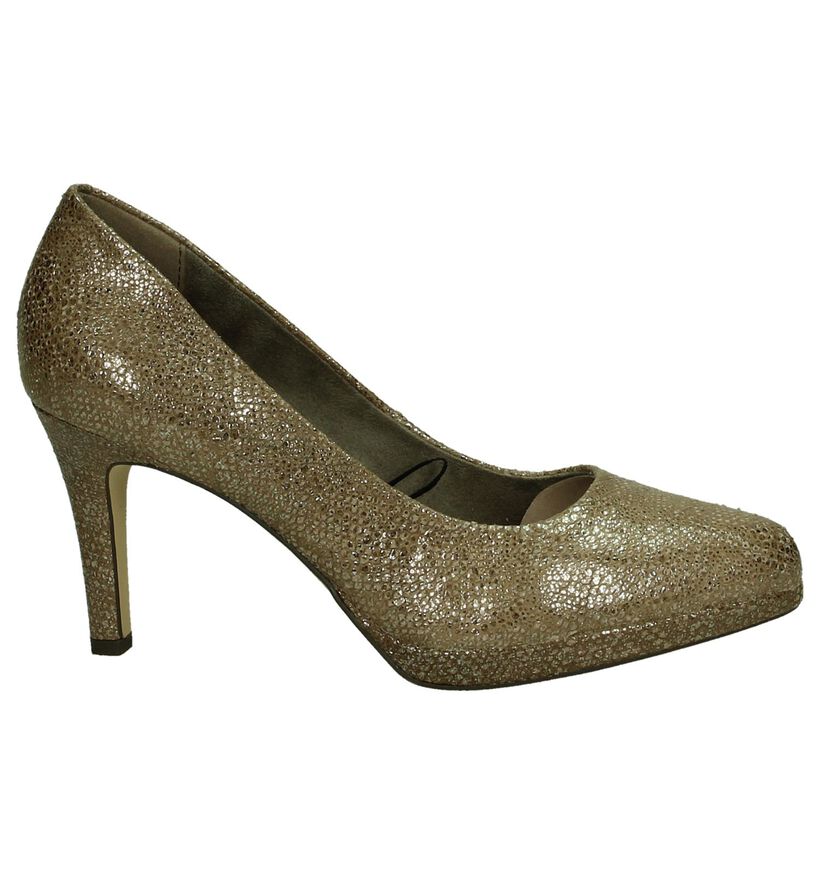 Taupe Metallic Tamaris Pumps met Slangenprint in daim (184094)