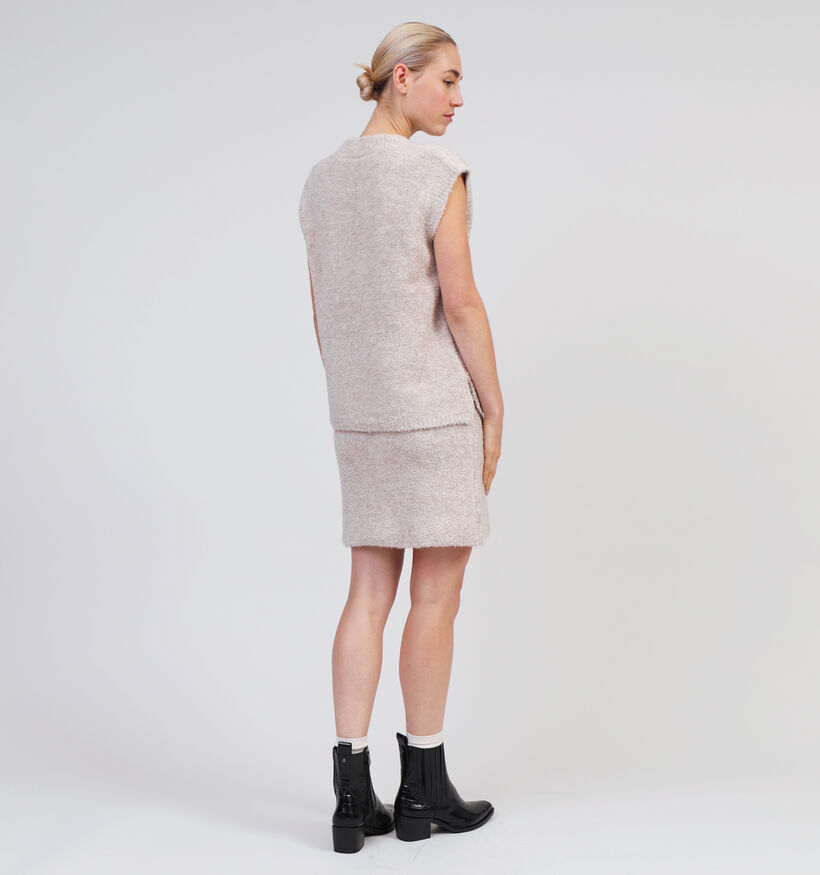 Vila Abby Pull avec col en V en Beige pour femmes (349443)