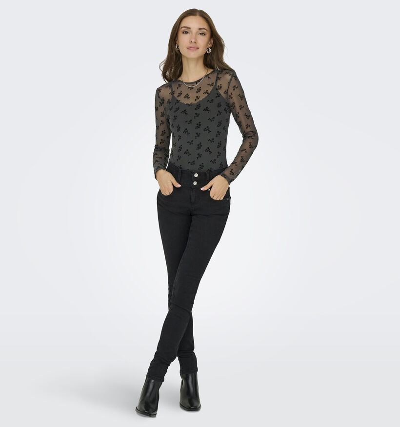 JDY Ruby Black Flower Mesh Zwarte T-shirt JDY Ruby Black Flower Mesh Zwarte T-shirt voor dames (365283)