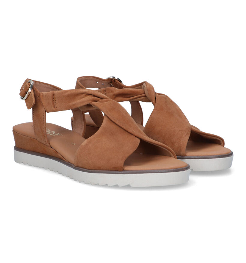 Gabor Comfort Sandales avec talon compensé en Cognac pour femmes (323126)