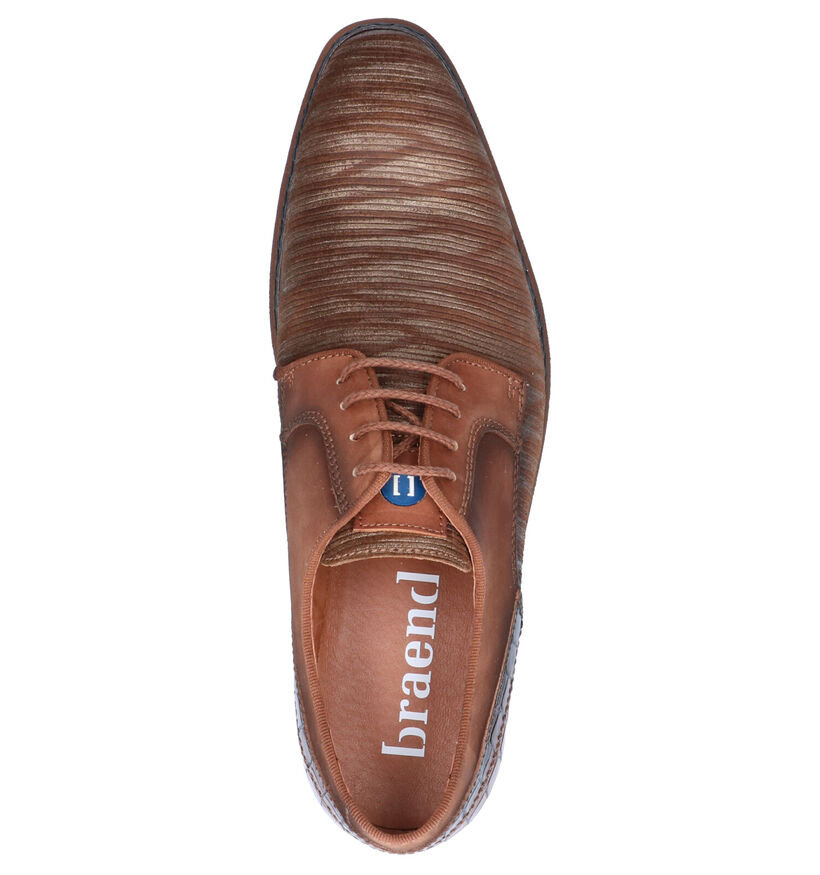 Braend Cognac Geklede Veterschoenen in nubuck (261045)