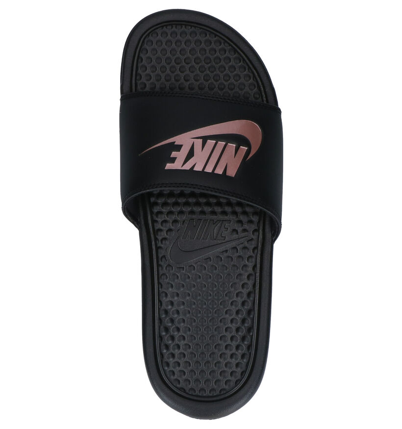 Nike Benassi Nu-pieds en Noir en simili cuir (261695)