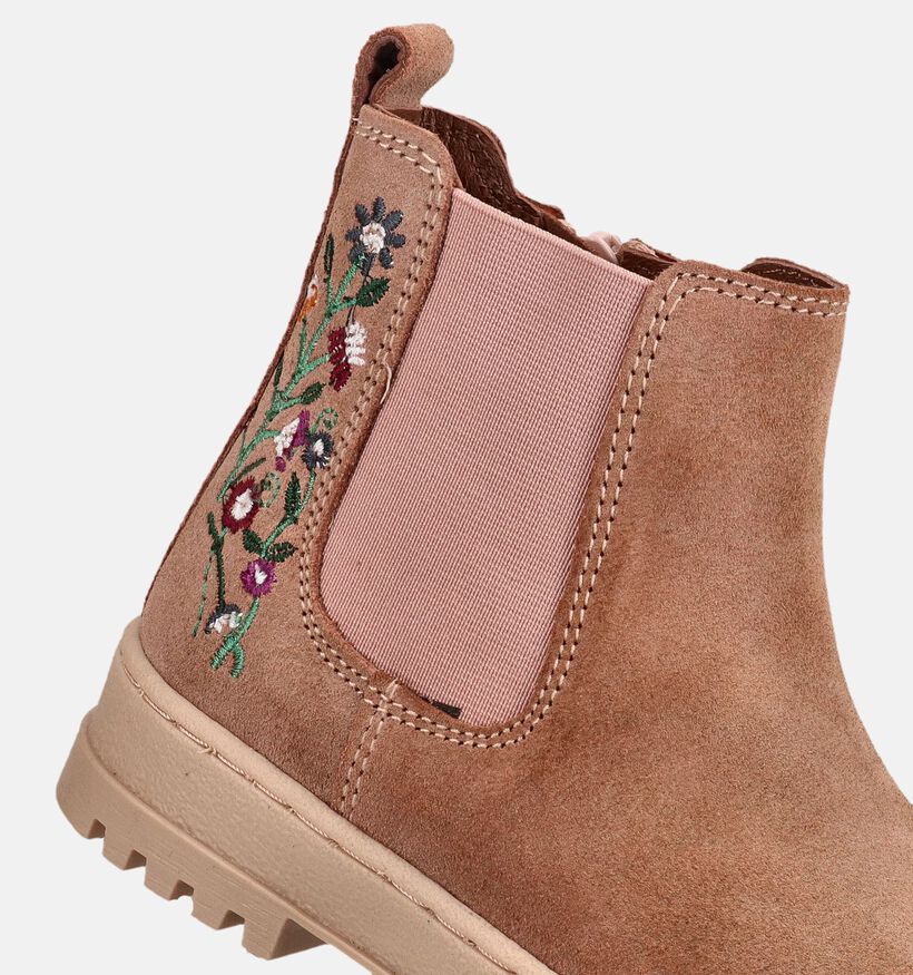 Milo & Mila Embroidery Lichtbruine Chelsea Boots voor meisjes (376433) - geschikt voor steunzolen
