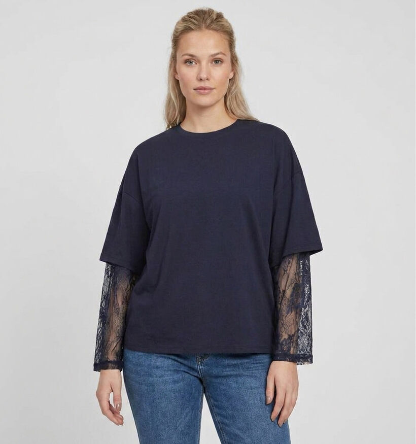 Vila Abia Longsleeves en Bleu fonc&eacute; pour femmes (379774)