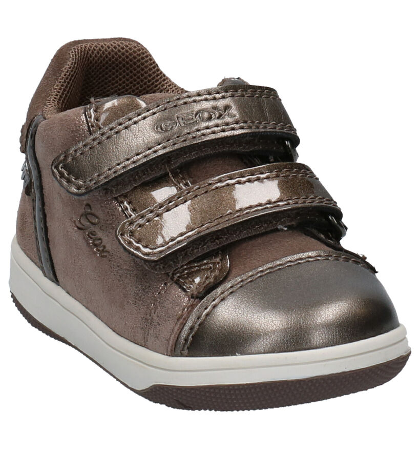 Geox Bronzen Velcroschoenen in daim (254481)