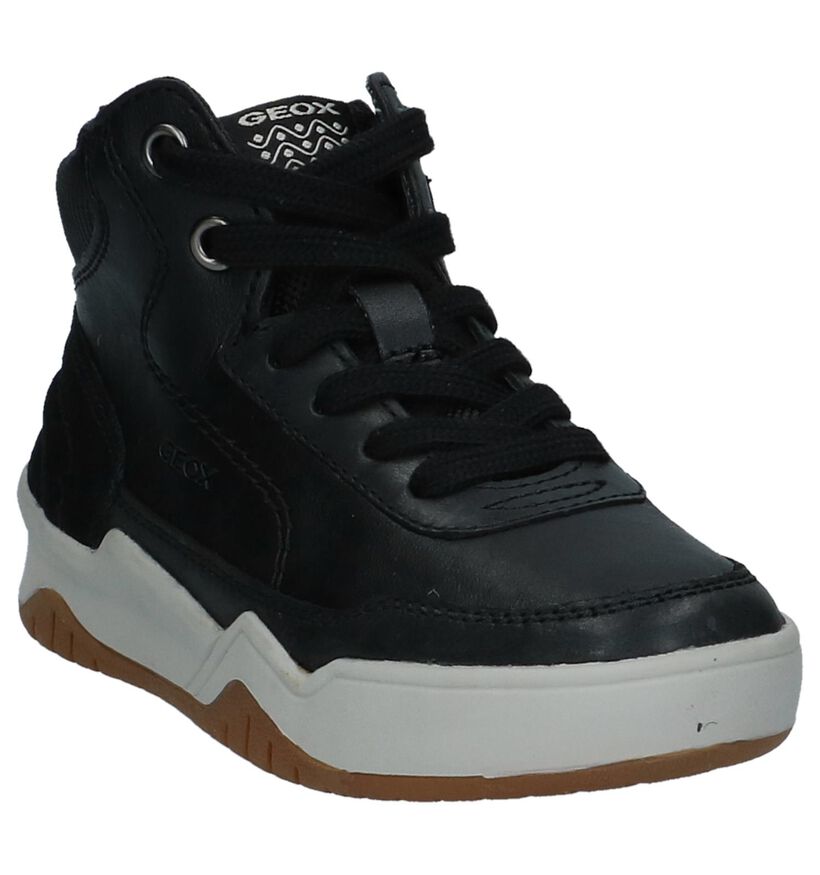 Zwarte Hoge Sneakers met Rits/Veter Geox in leer (223167)