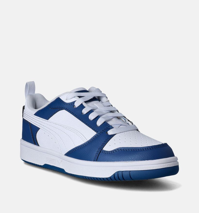 Puma Rebound v6 lo Baskets en Bleu pour garçons (361444) - pour semelles orthopédiques