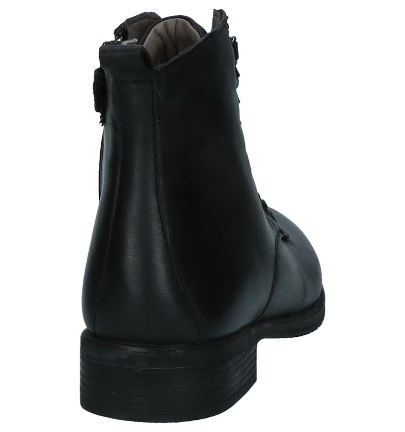 Milo & Mila Zwarte Bottines met Rits/Veter in leer (230842)