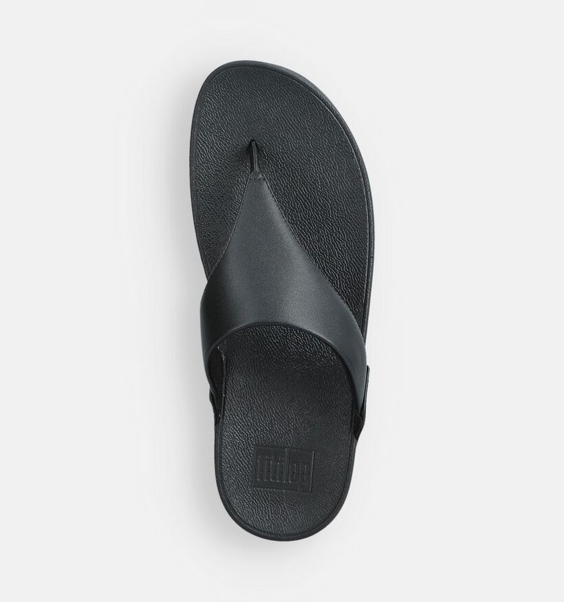 FitFlop Lulu Leather Toepost Zwarte Teenslippers FitFlop Lulu Leather Zwarte Slippers voor dames (368666)