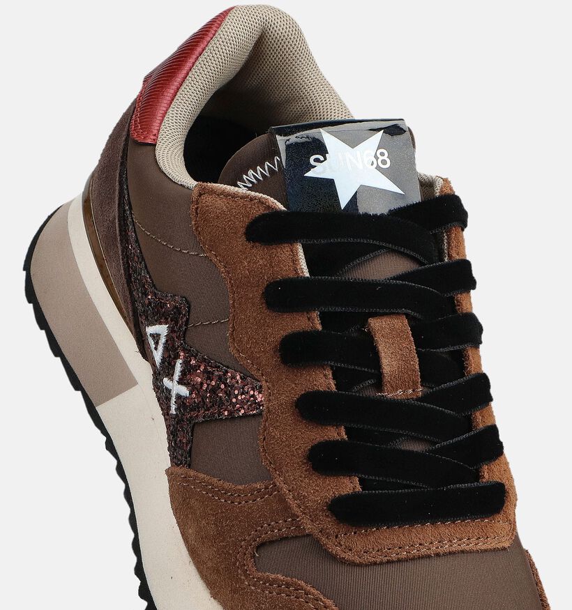 Sun68 Stargirl Glitter Bruine Veterschoenen voor dames (361900) - geschikt voor steunzolen
