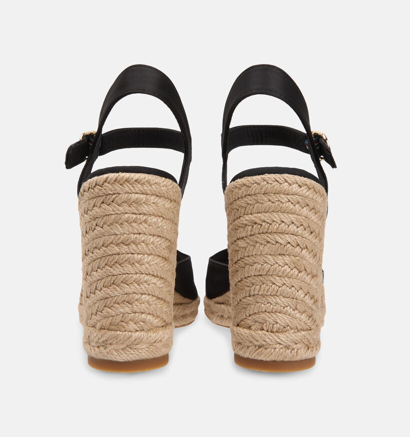 Tommy Hilfiger High Wedge Satin Sandales &agrave; talons en Noir pour femmes (368624)