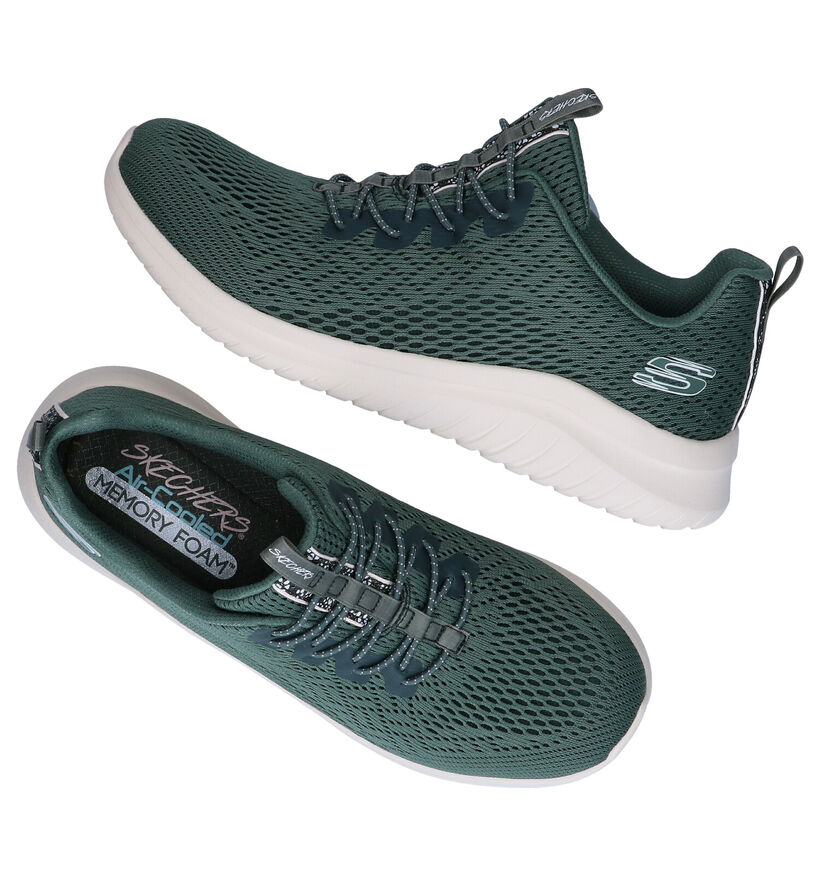 Skechers Ultra Flex Baskets en Vert Kaki en textile (295598)