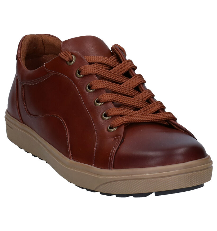 Jana Cognac Veterschoenen in leer (280894)