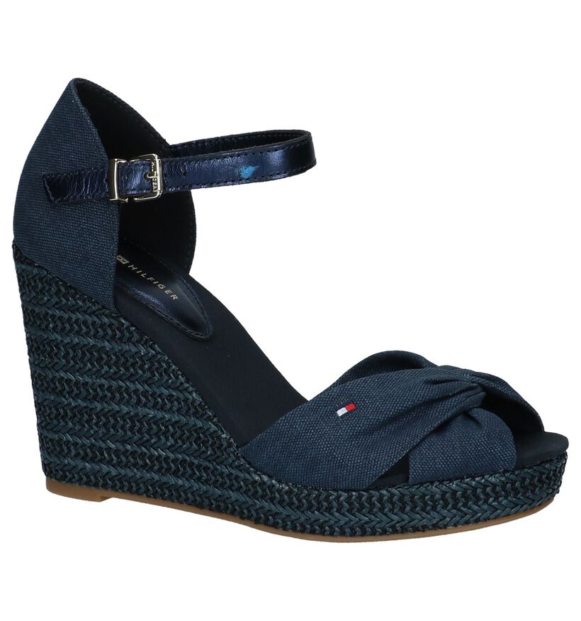 Tommy Hilfiger Sandales à talons en Bleu foncé en textile (212756)