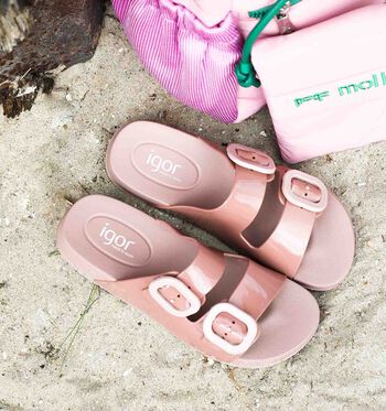 Igor Slippers Zwart/Roze/Groen