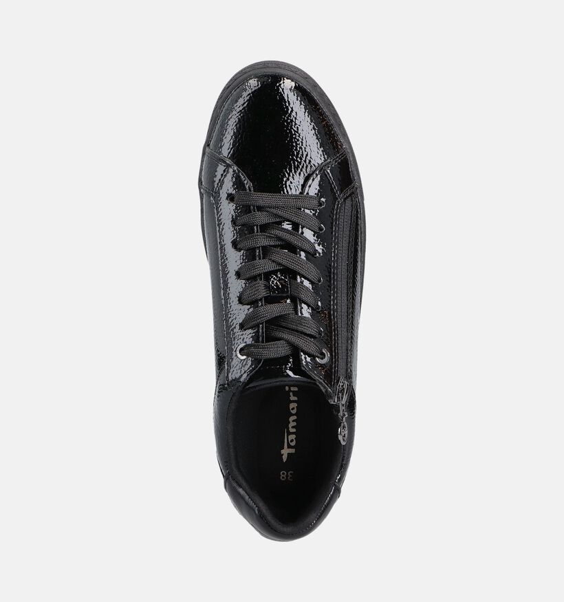 Tamaris Chaussures à lacets zippées vernies en Noir pour femmes (360676) - pour semelles orthopédiques