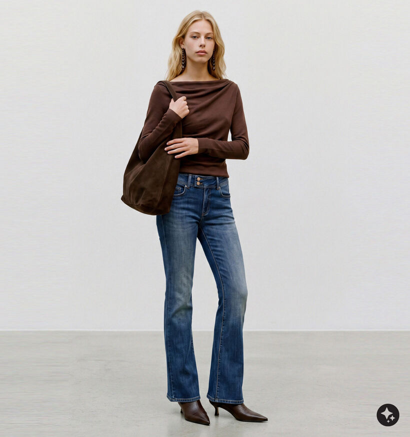 Vero Moda Sofine Knit Boatneck Bruine T-shirt voor dames (381319)