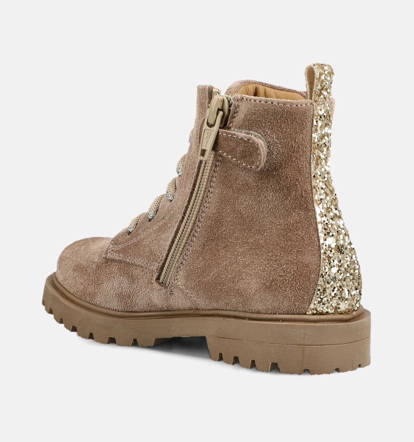 STONES and BONES Bench Boots &agrave; lacets en Beige fonc&eacute; pour filles (381412) - pour semelles orthop&eacute;diques