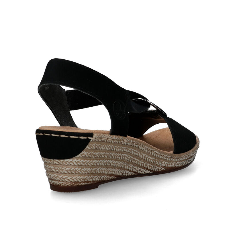 Rieker Sandales compensées en Noir pour femmes (339075)