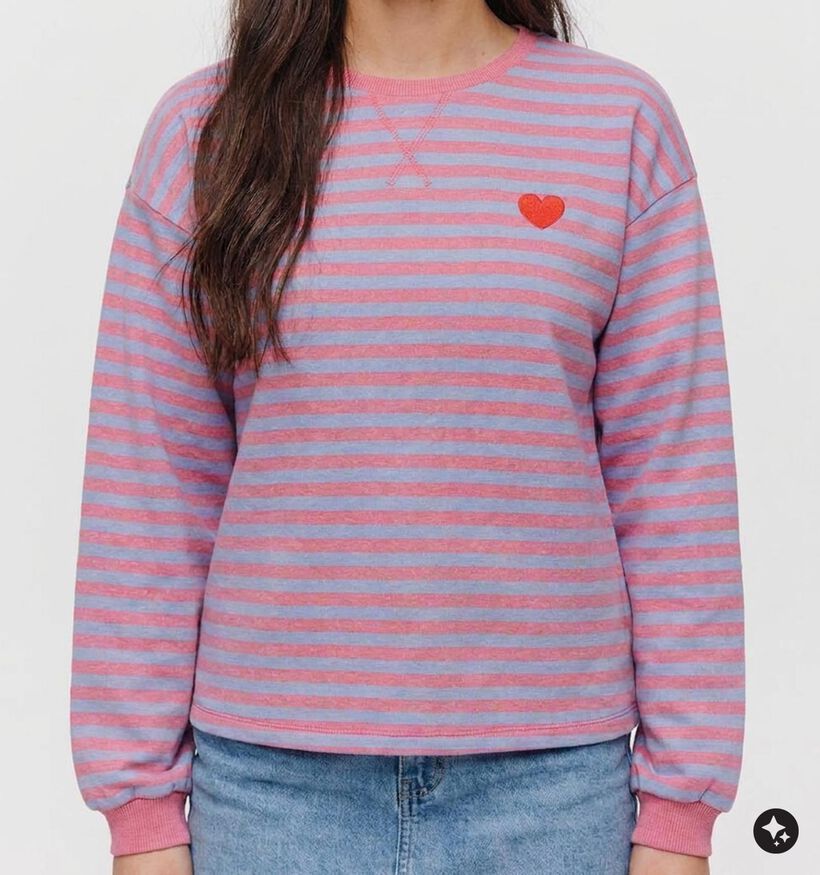 Pieces Flora Red Heart Sweatshirt en Rose/Bleu pour femmes (378378)