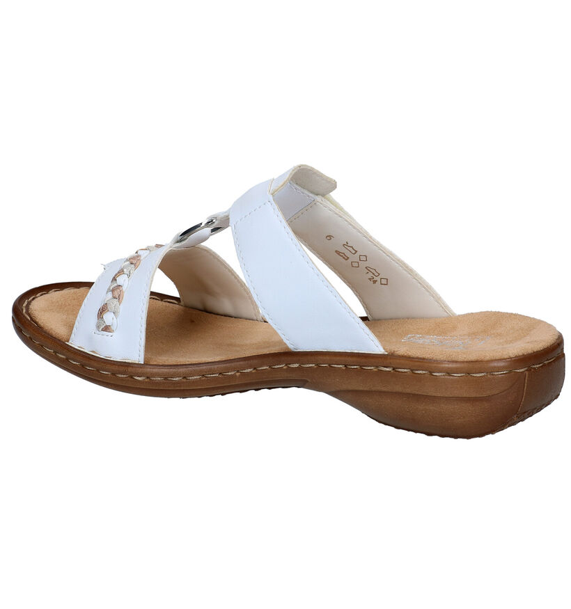 Rieker Nu-pieds plates en Blanc pour femmes (339074)