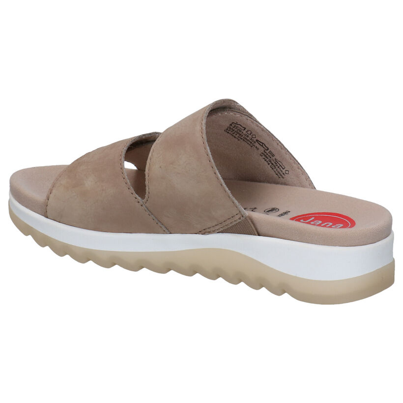 Jana Taupe Slippers in leer (286449)