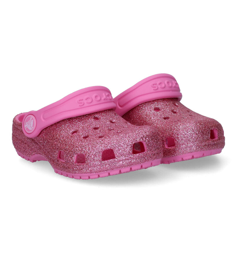 Crocs Classic Glitter Clog Roze Slippers in kunststof (307774)