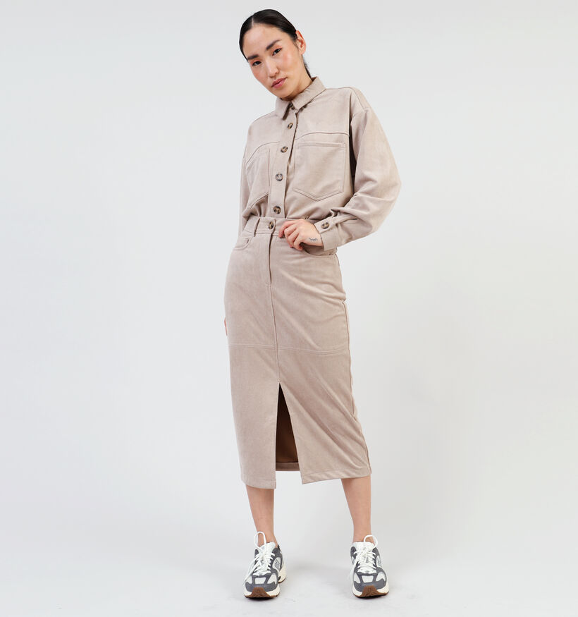 Vila Sudas Beige Midirok voor dames (351741)