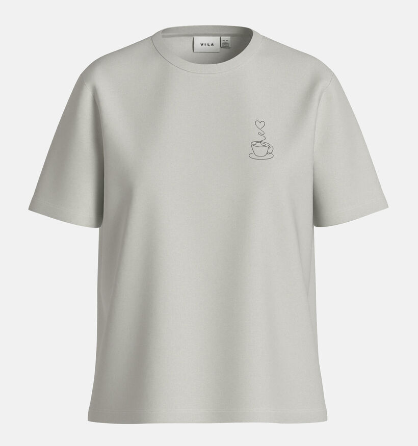 Vila Sybilla French Coffee T-shirt en Blanc pour femmes (368101)