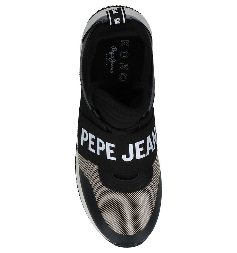 Zwarte Slip-on Sneakers Pepe Jeans Koko Logo in kunstleer (225521)