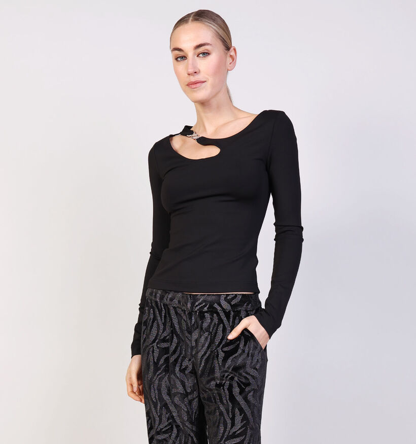 Guess Zwarte T-shirt met lange mouwen Guess Zwarte T-shirt met lange mouwen voor dames (373141)