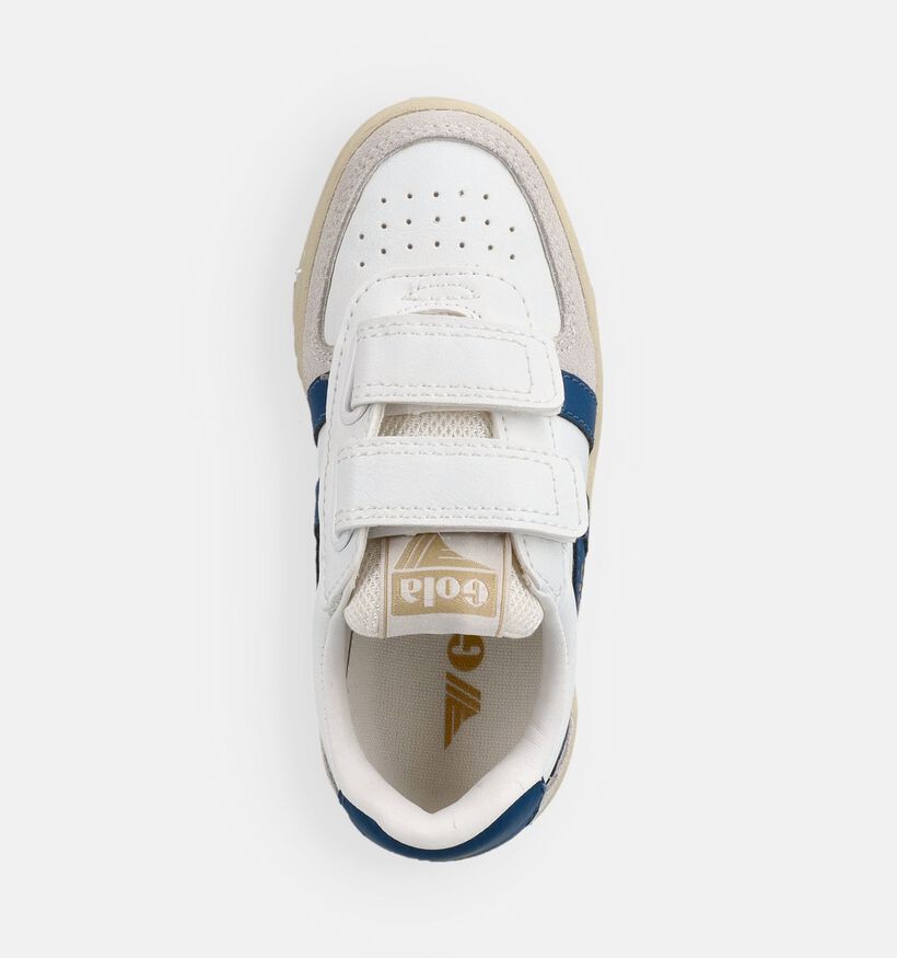 Gola Hawk Strap Baskets basses en Blanc/Bleu pour gar&ccedil;ons (376299) - pour semelles orthop&eacute;diques