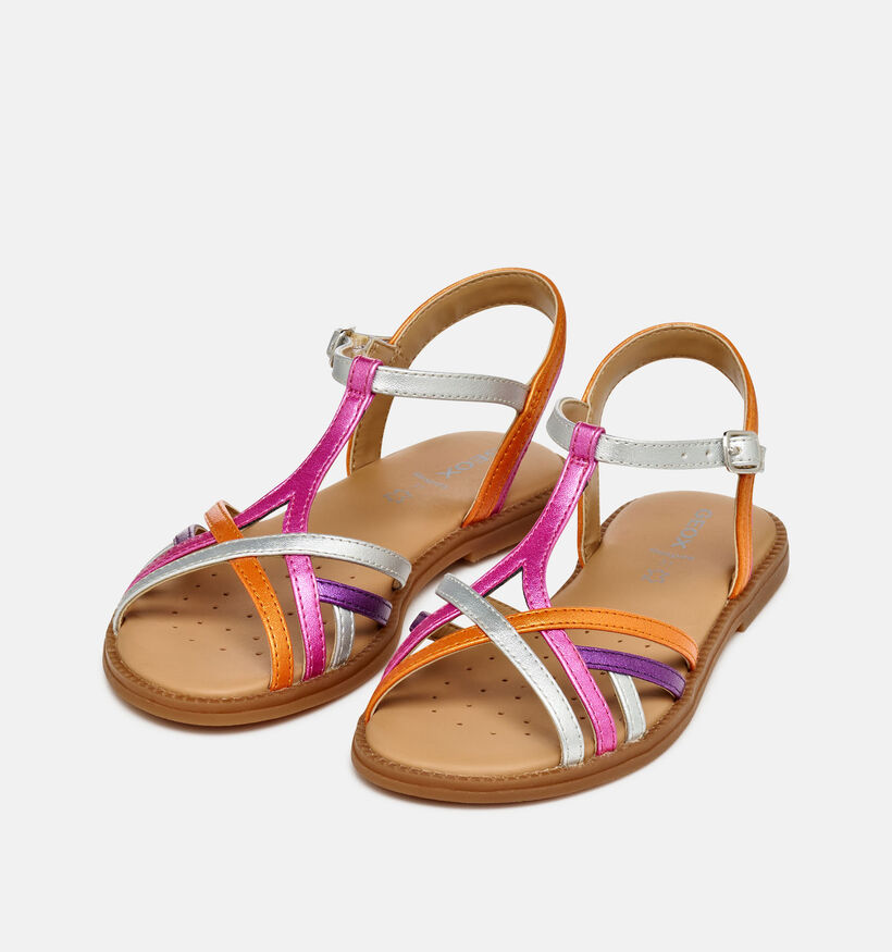 Geox Karly Metallic Roze/Zilveren Sandalen voor meisjes (370150)