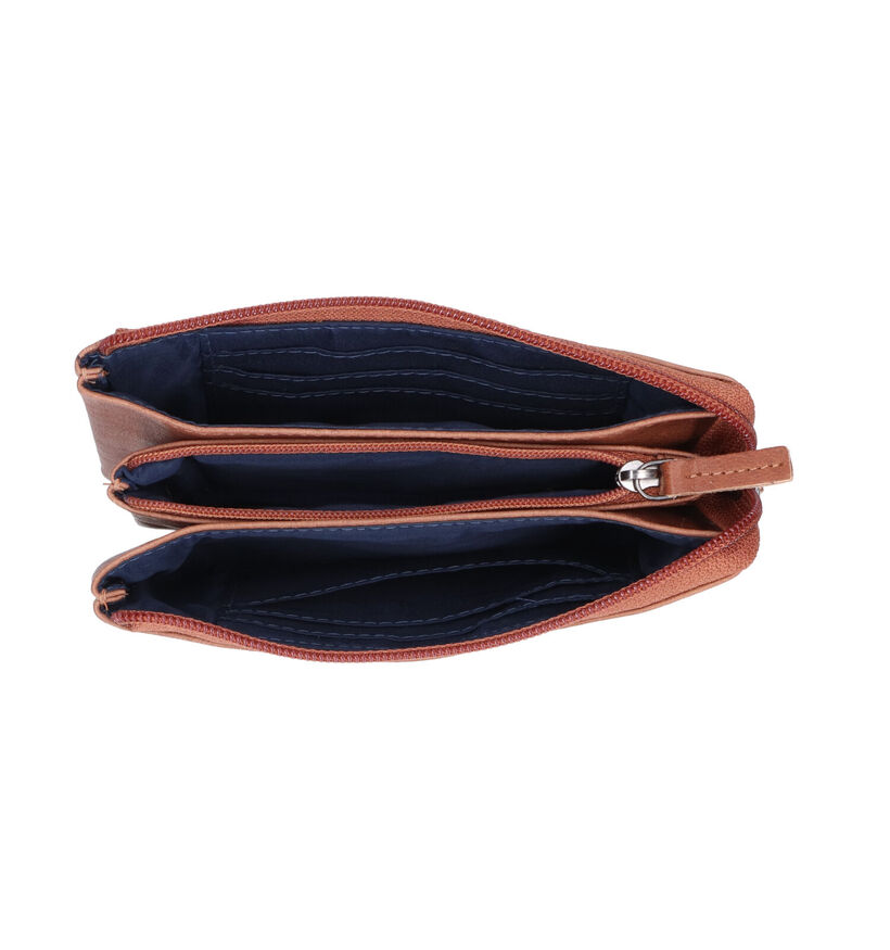 Euro-Leather Porte-monnaie zipp&eacute; en Cognac pour femmes (343451)