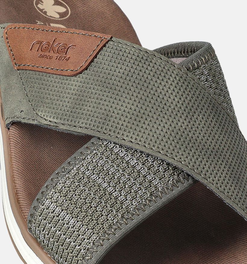 Rieker Nu-pieds casual en Vert kaki pour hommes (354835)