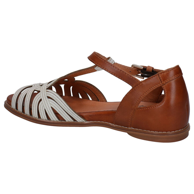 Pikolinos Cognac/Ecru Sandalen in leer (289267)