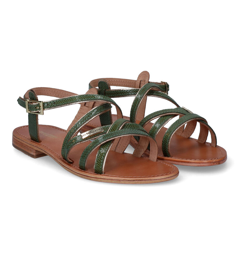 Les Tropeziennes Hapix Sandales en Vert en cuir (308551)
