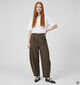 Pieces Gunhild Barrel Pantalon classique en Brun fonc&eacute; pour femmes (382091)