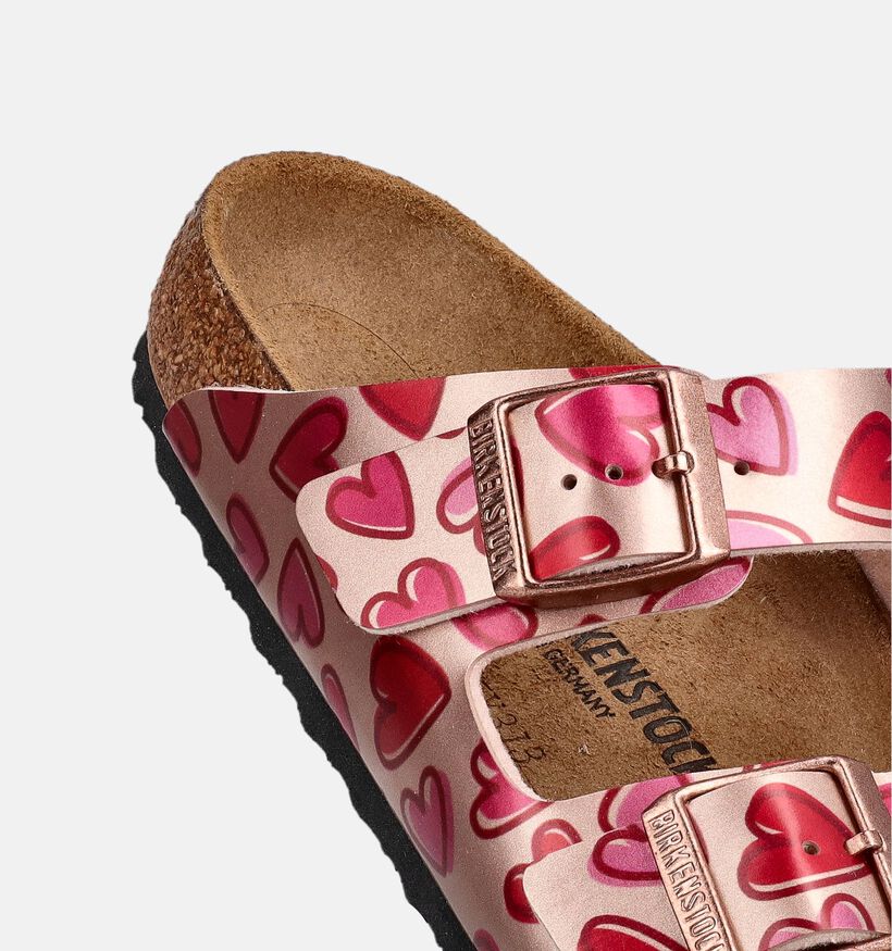 Birkenstock Arizona Copper Hearts Nu-pieds en Rose pour filles (368475)