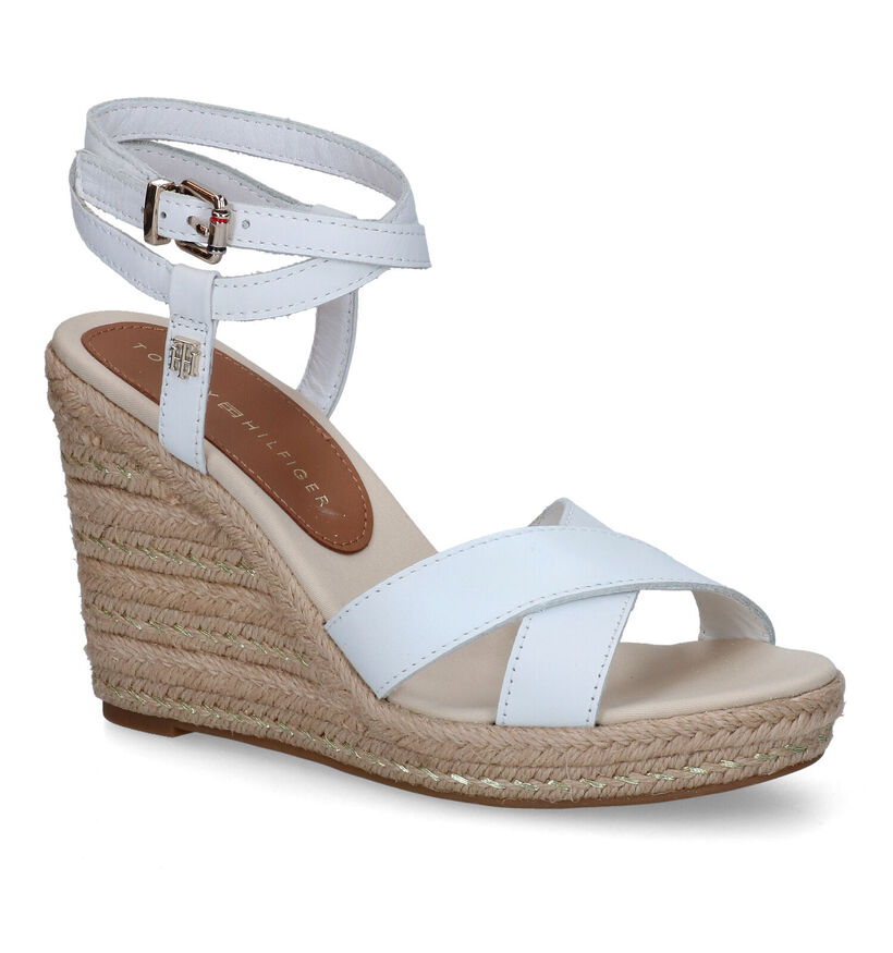 Tommy Hilfiger Feminine High Wedge Sandales en Ecru pour femmes (304003)