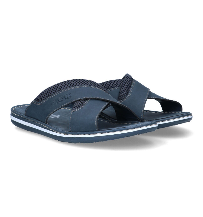 Rieker Nu-pieds casual en Bleu foncé en simili cuir (323620)