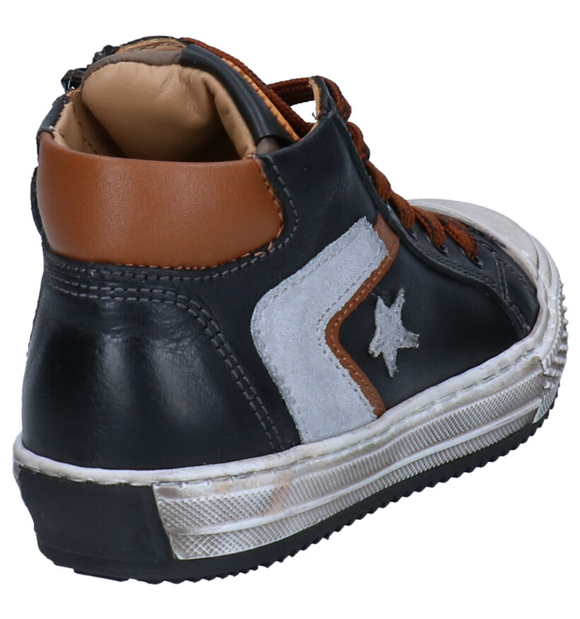 STONES and BONES Nippo Bottines en Bleu en cuir (296661)